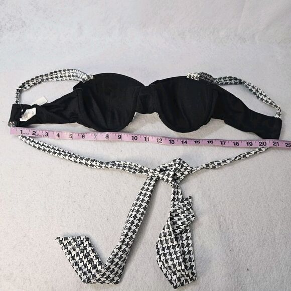 NWT UNIQUE VINTAGE Sz Xs Black & White Houndstooth Molded Cups Adjust Straps - Picture 2 of 3